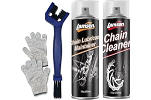 Lamsen Chain Cleaner Kit, Professional Bike Chain Cleaner Set, Motorcycle Cleaning Kit with Chain Cleaner & Chain Lube Including Brushes and Gloves for Cleaning and Maintain All Bicycles (1 Pack)