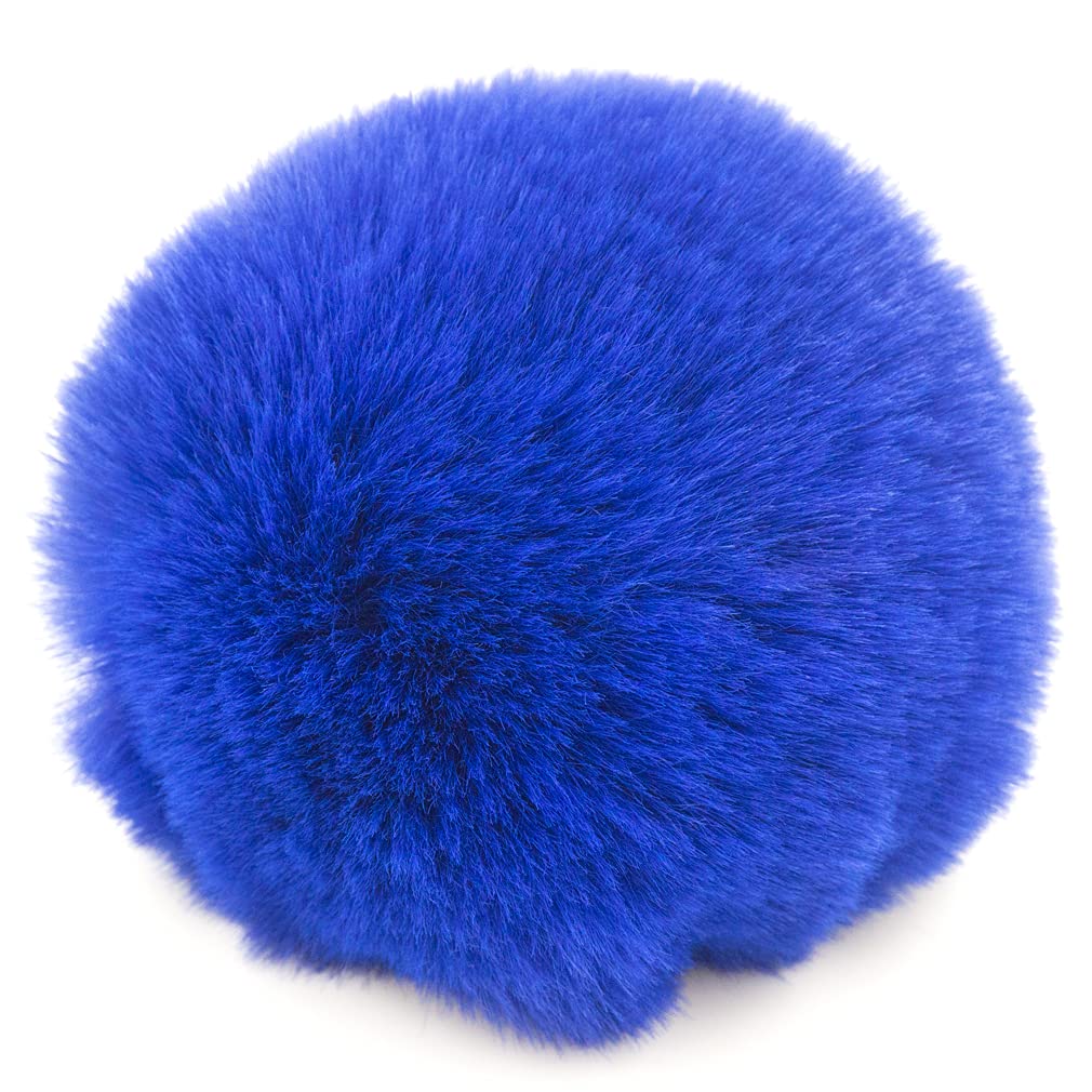 Furling Pompoms DIY Pack of 12 Faux Fur Pom Poms for Hats Soft Knitting Accessories (Royal Blue, 8cm) — image 1