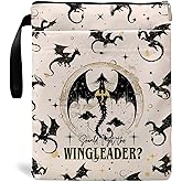 Fourth Wings Inspired Book Sleeve, Book Sleeves with Zipper, Dragon Book Sleeve for Book Lovers, Book Pouch Kindle Protector, Gifts for Women Teacher Librarian Bookworm Bookish (White-A, Large)