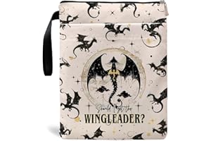 MAYDVDV Fourth Wings Inspired Book Sleeve, Book Sleeves with Zipper, Dragon Book Sleeve for Book Lovers, Book Pouch Kindle Protector, Gifts for Women Teacher Librarian Bookworm Bookish (White-A, Large)