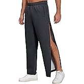 Deyeek Mens Fleece Tear Away Pants Loose Fit Post Knee Replacement Surgery Pants Breakaway Sweatpants Side Snap with Pockets