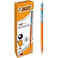 Bic Matic HB Mechanical Pencils and Eraser, Assorted Barrel Colours with Fine Point (0.9 mm), Pack of 12, Yellow,Orange,White,Pink