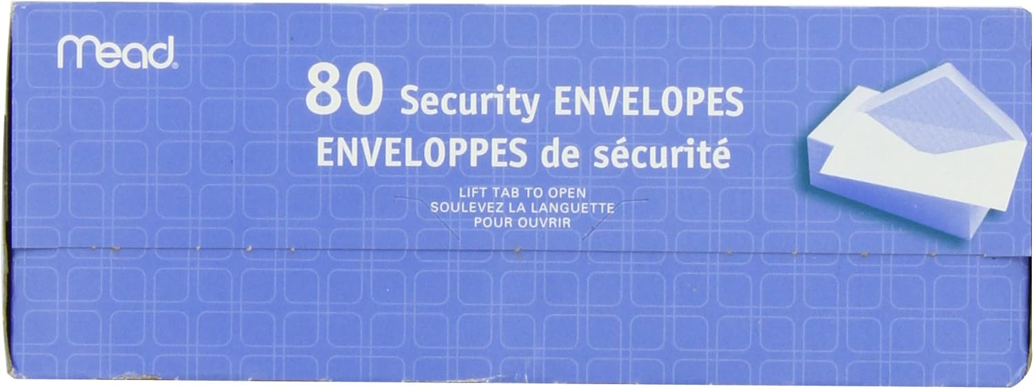 Mead #6-3/4 Security Envelopes, 3-5/8" x 6-1/2", Confidential, White, 80 per Box (75212) : Business Envelopes : Office Products