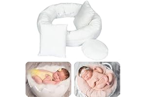 LYXIHAP 4PC Newborn Photography Props Baby Posing Aid Pillow Beans Bag 1pc Donut +3 pcs Posing Pillow Photograph Shoot Set for 0-3 Months Baby White