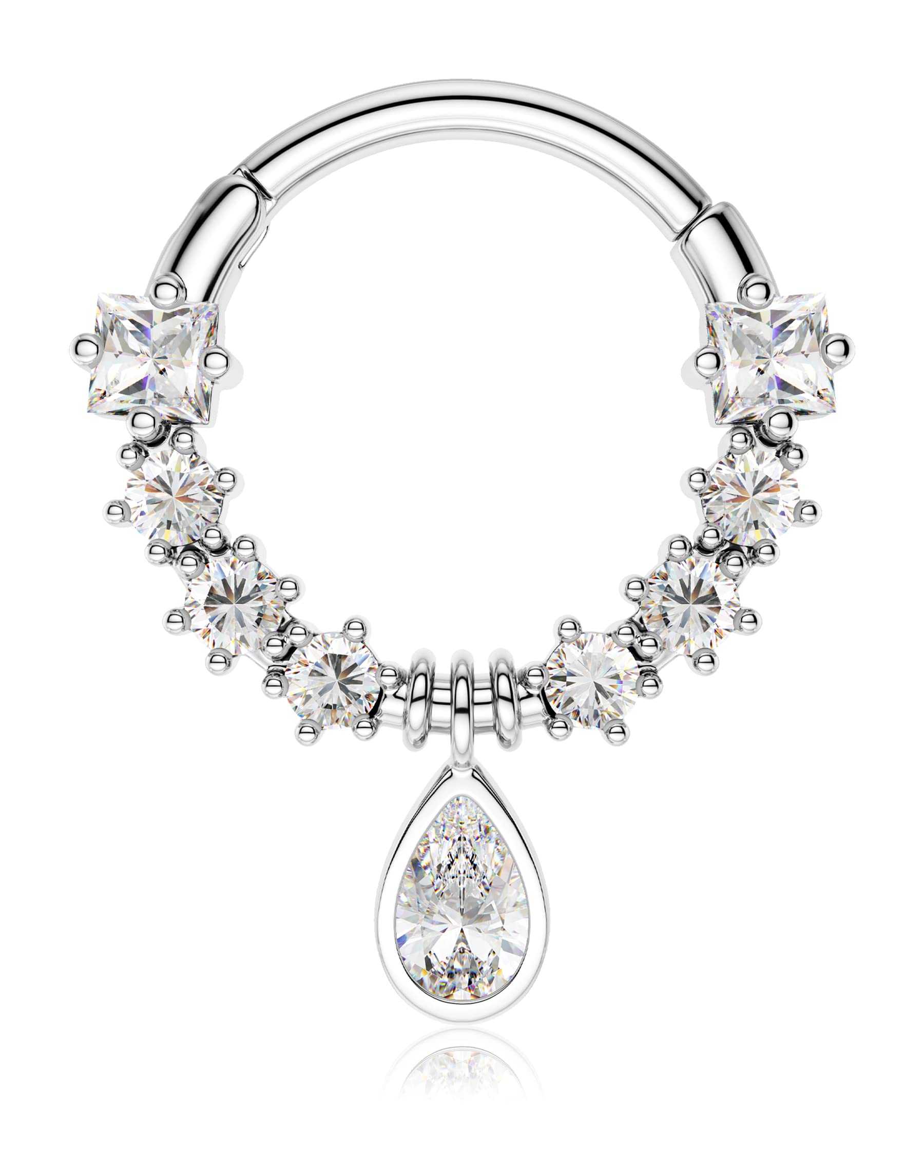 Melighting 16G Dangle Septum Ring Cartilage Earrings 316L Surgical Steel Hinged Segment Ring Septum Jewellery Helix Hoops Daith Earrings Tragus Conch Rook Piercing Jewellery