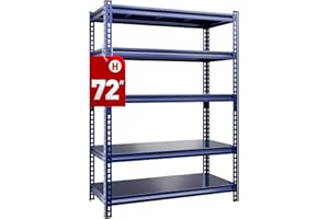 REIBII Garage Shelving, Metal Shelving, Storage Shelves Loads 1700LBS 5 Tier Heavy Duty Shelving, Adjustable Wire Shelving Rack, Metal Shelves for Storage 31.9" W x 17.1" D x 72" H Blue