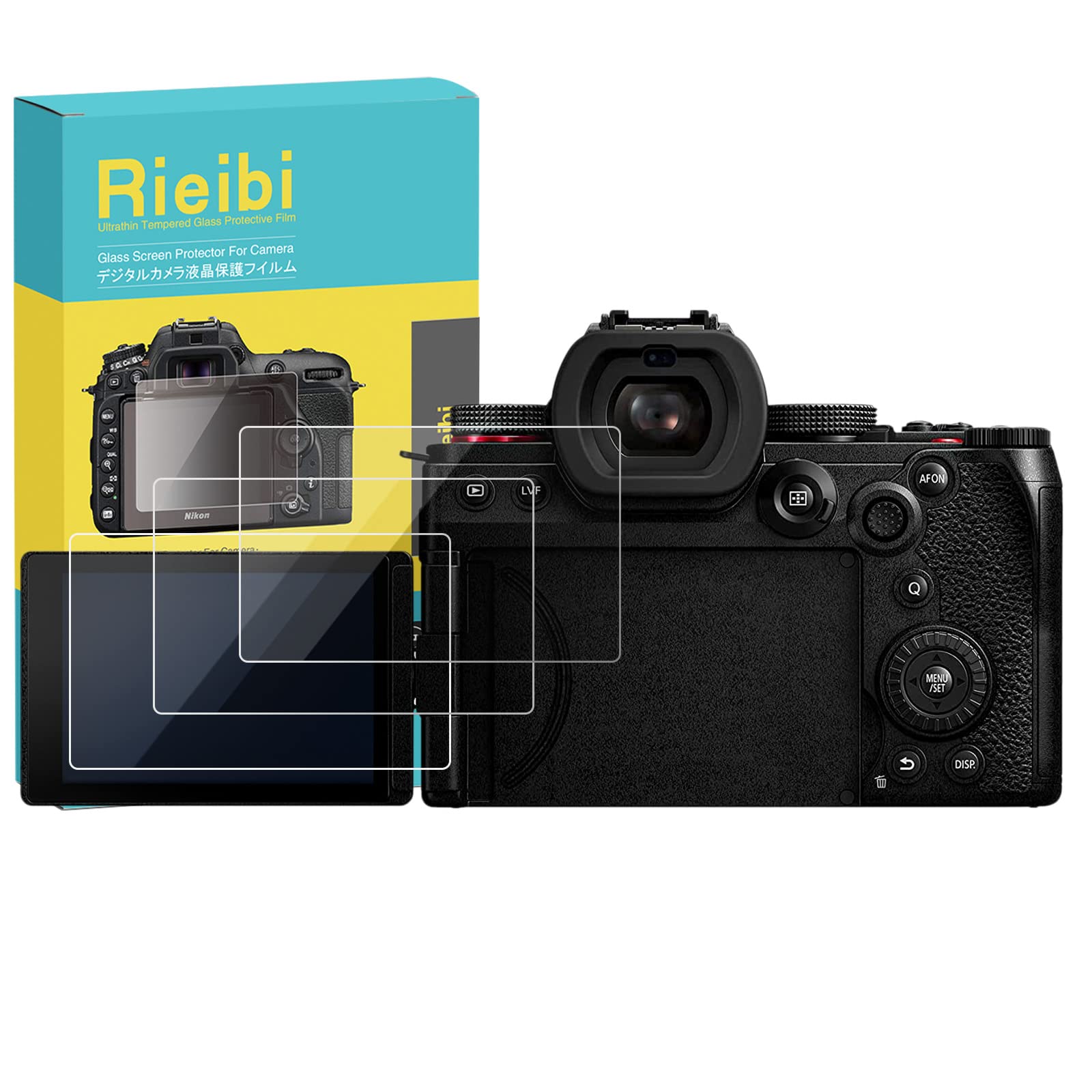 Rieibi (3 Packs) Screen Protector for Panasonic S5II S5IIX Digital Camera, 0.25mm 9H Hardness Tempered Glass Film for Lumix DC-S5 Anti-Fingerprint Anti-Scratch Ultra-clear