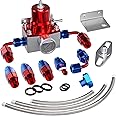 EFI Fuel Pressure Regulator Kit with Bypass Return 0-100psi Pressure Gauge AN6-6AN Fuel Line Hose Fitting Connectors Kit Adjustable Universal Aluminum (Blue)