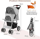 Maxmass Travel Pet Stroller Foldable 4 Wheels Grey with Storage Basket view 7
