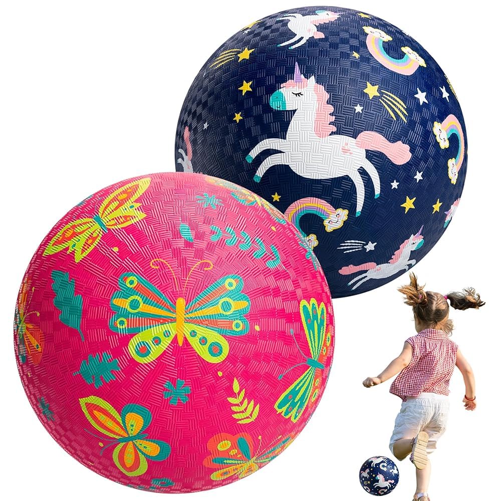 U&C Planet 2 Pack Playground Balls, 6 Inch Kickballs Set, Playground Ball with Pump, Gaga Ball Handball Bouncy Balls for Kids 1-8