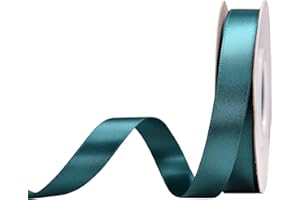 YAMA Double Face Satin Ribbon - 5/8" 25 Yards for Gift Package Wrapping,Floral Design,Hair Bow Clip Making,Crafting,Sewing,Wedding Decor, Teal