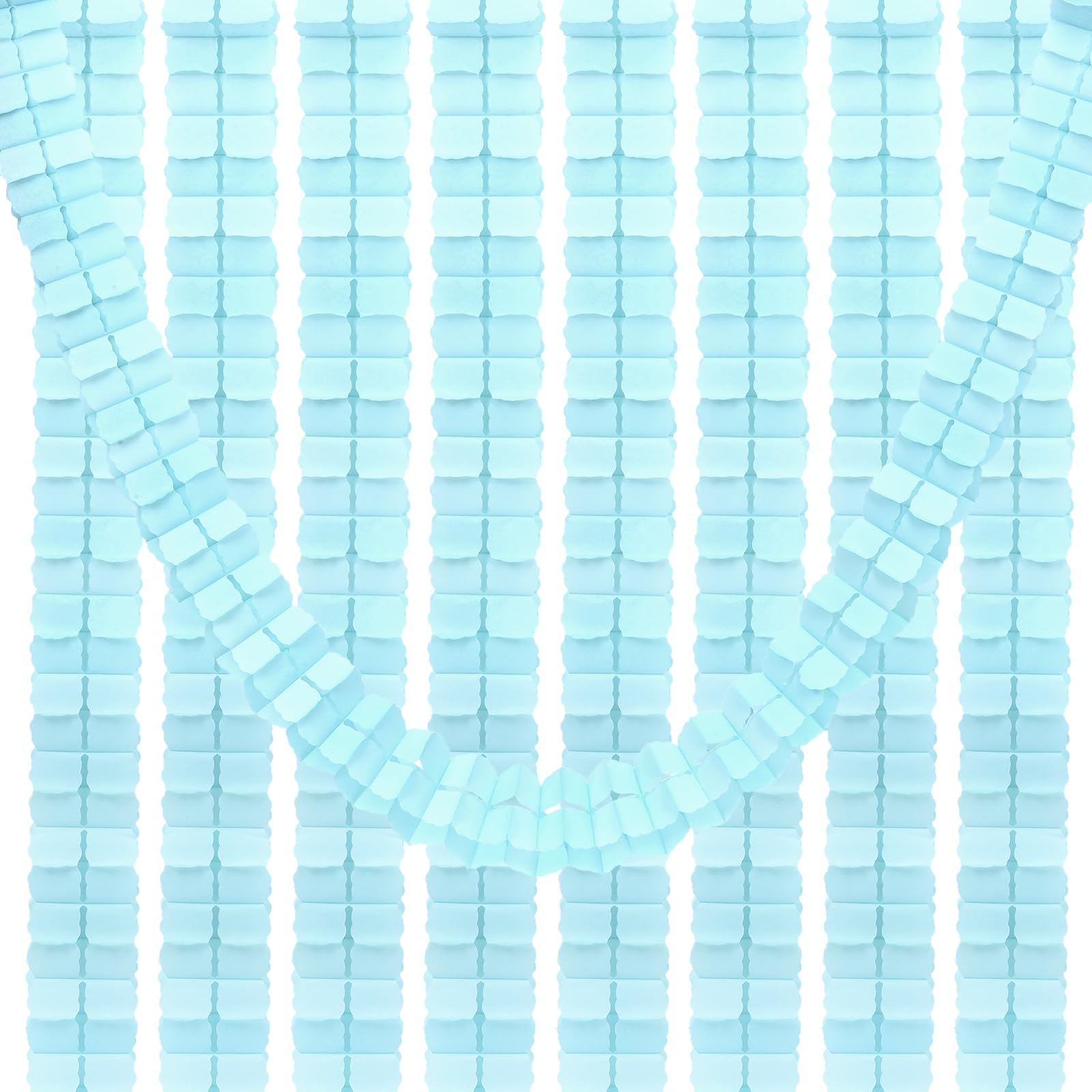 PATIKIL 9.8ft Four-Leaf Garland, 9 Pack Tissue Paper Hanging Flower Garland Reusable Streamers for Party Wedding Backdrop Decorations, Light Blue