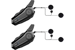 cepkquis Motorcycle Helmet Intercom Headset E1 with CVC Noise Cancellation Stereo Music IPX6 Waterproof for Full Face Helmet 2 Pack