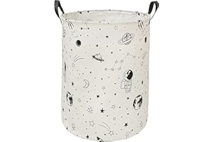 ACMUUNI Canvas Clothes Basket Laundry Hamper with Handles,Waterproof Cotton Storage Organizer Perfect for Kids Boys Girls Toys Room, Bedroom, Nursery,Home,Gift Basket (astronaut)