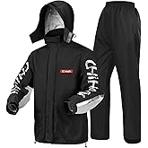 iCreek Motorcycle Rain Suit for Men and Women Waterproof Rain Gear Resistant Raincoat Outdoor Fashion with Hood