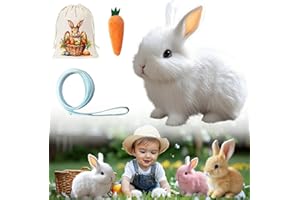 AMZDAMAI Adorable Realistic Bunny Toy, Jumping, Chewing, Ear-Wiggling, Sound-Making Interactive Plush Rabbit,for Easter and Bunny Lovers (White)