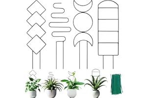 4 Packs Trellis for Climbing Plants Indoor, HENABLE Small Garden Metal Trellis for Potted Plants Outdoor for Vine Ivy Flower Plant Support, 4 Different Black Iron Patterns