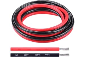 Shirbly 2 Gauge Wire - 10FT Red & 10FT Black 2 AWG Tinned Copper Cable for Car Audio Automotive Trailer Marine Wire (2AWG 10FT Red + 10FT Black)