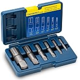 Thinkpro Pipe Extractor Set, 6-Piece Broken Pipe Nipple Extractor | Broken Pipe Easy Out, 1/8 to 1 Inch Nipples, Tough Steel, Tub Drain, Shower, Threaded Ends