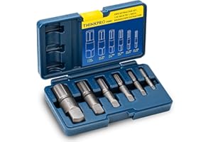 Thinkpro 6 Piece Pipe Extractor Set, 1/8 PIPE to 1 inch Tough Steel Extractors for Broken Pipes, Pipe Easy Out Extractor Set Damaged Threaded Ends of Pipe, Pipe Plugs (6-Piece)