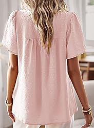 Falechay Pink Tops for Women Short Sleeve Fashion