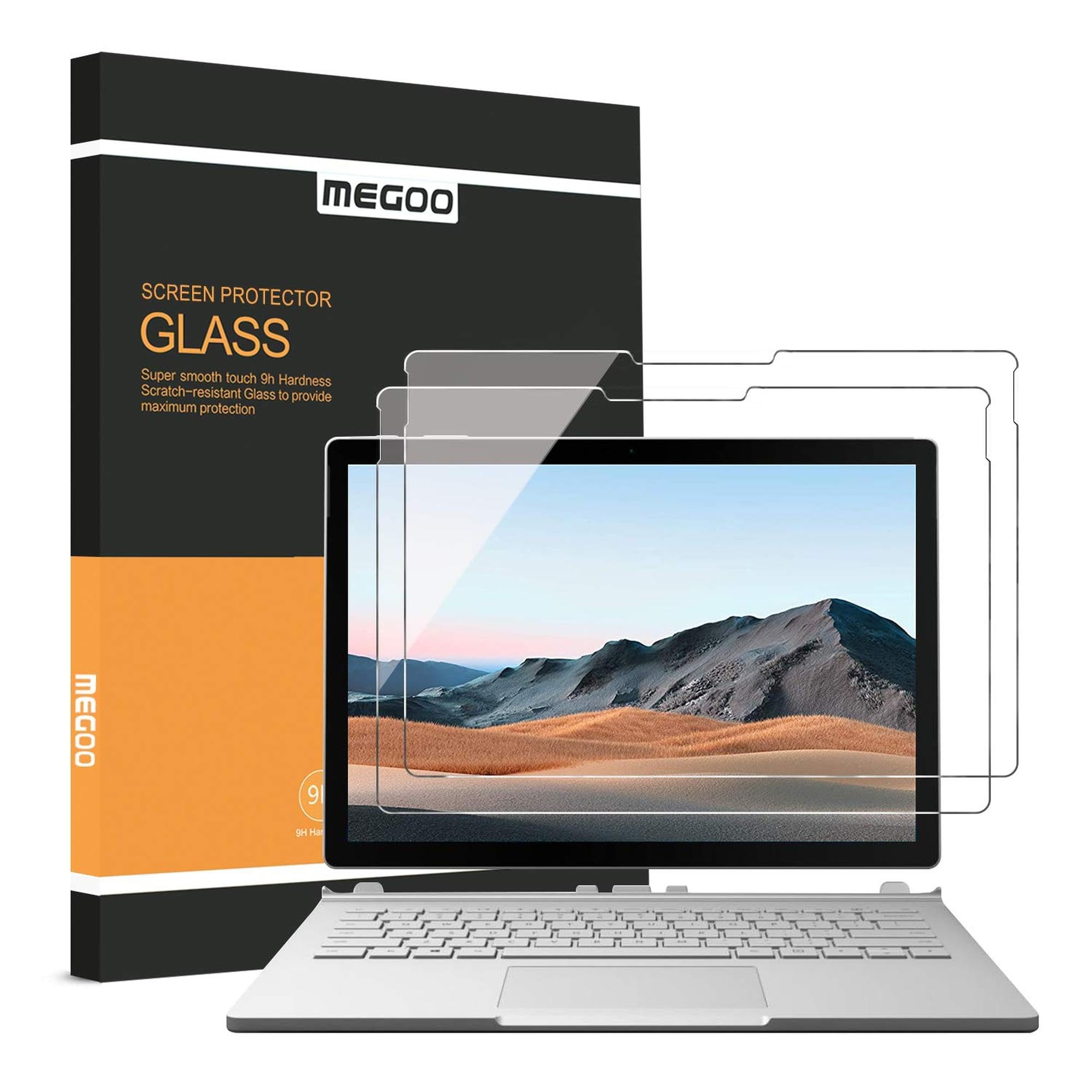 MEGOO [2 Pack] Surface Book 3/2/1 Screen Protector,Tempered Glass, Easy Installation, Smooth Touching, Anti-Scratch Screen Protector-13.5 Inch