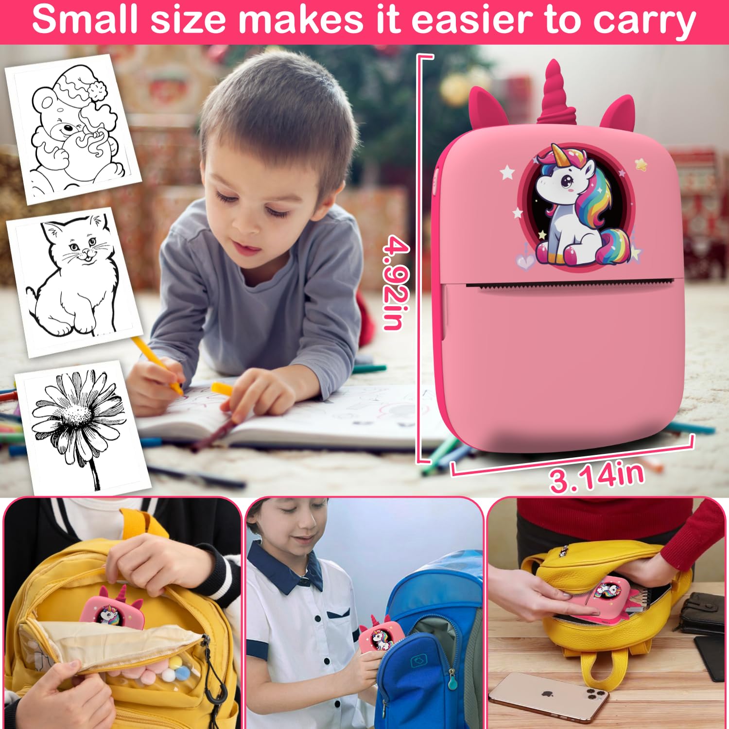 Sticker Printer For School Mua Darkant Stick Printer, Mini Thermal Printer, Portable Pocket ...