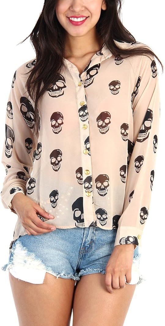 sheer skull blouse