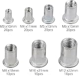 YWHWXB 13'' Rivet Nut Tool Kit 110pc Heavy Duty M3-M12 Rivet Nuts 7 Mandrels view 3