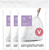 simplehuman CW0277 Code V Custom Fit Bin Liner 60 Pack Clear