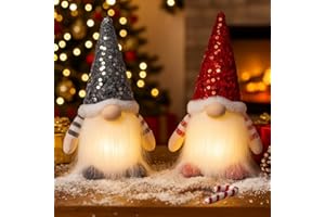 KAHF 2PCS Christmas Gnomes Decorations and Christmas Decorations Indoor Lighted - 12" Handmade Swedish Santa Gnomes Plush Cute Christmas Decor Elf Gift Xmas Table