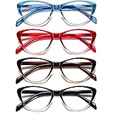 SOCTICK Cat Eye Reading Glasses for Women Blue Light Blocking,Readers for Women 2.5 with Comfort Spring Hinges,Fashion Designer Ladies Eyeglasses(4 pack)