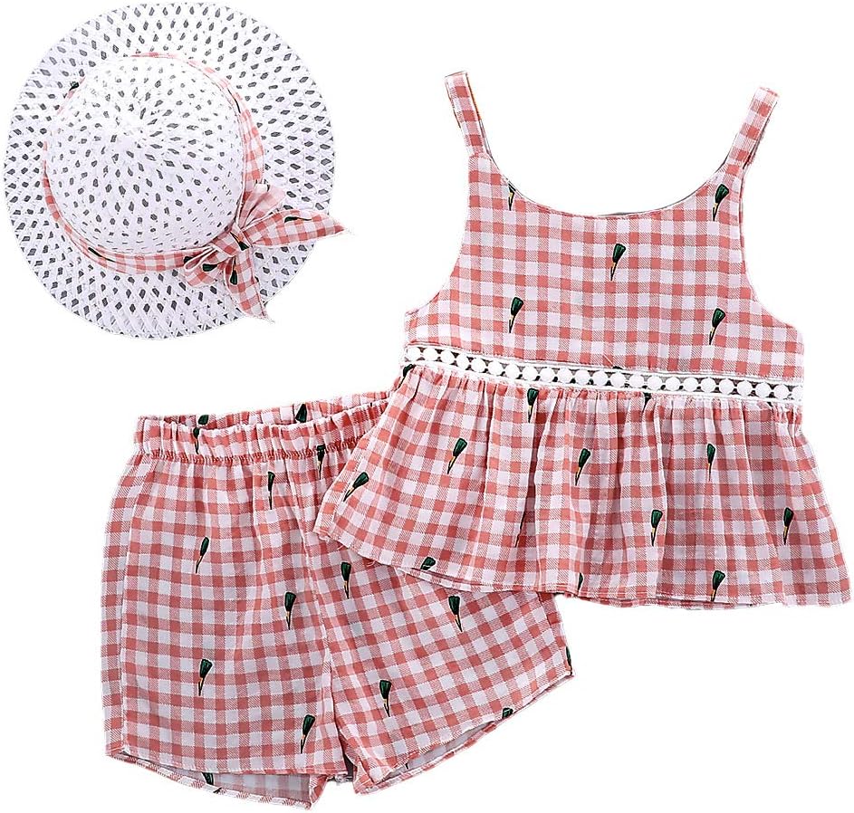 Baby Girls Clothes Set Ruffle Sleeve Floral Top T-Shirt with Wave Point Bloomer Shorts Headband 3pcs Outfits