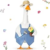FuWeave Spring Goose Outfit Flower Porch Goose Clothes for 23" Large Statue Outdoor Patio Yard Lawn Art Decoration(Overalls Gardener,23 inch)