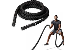 SPRI Battle Rope - Weighted Rope for Strength Training,Durable Conditioning Rope - 18ft Long with 1.5" Thickness,Black