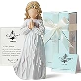 CedVow Answered Angel of Prayer Figurine, Solid Resin Praying Angel Figurines Spiritual Decor Statue for Women Girl Religious Hope Sympathy Statues Figure Gifts,Luxury Gift Box with Ribbon &Card-6.2''