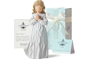 CedVow Answered Angel of Prayer Figurine,Solid Resin Praying Angel Figurines Spiritual Decor Statue for Women Girl Religious 