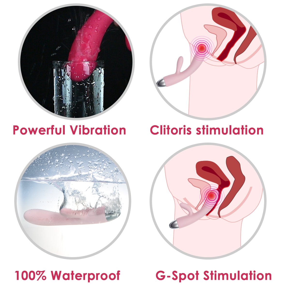 SVAKOM Alice 100% Waterproof Intelligent Clitoris G-spot Rabbit Vibrator Rechargeable(Pale Pink)