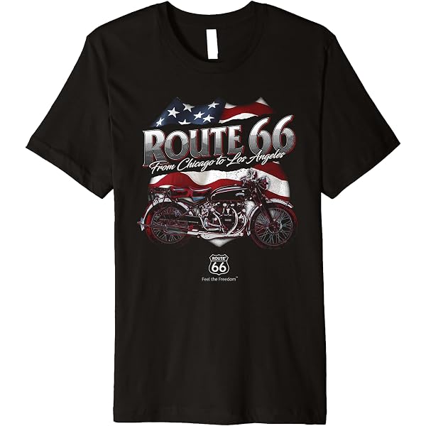 All+Every Route 66 US Flag & Motorcycle Men's T-Shirt Black