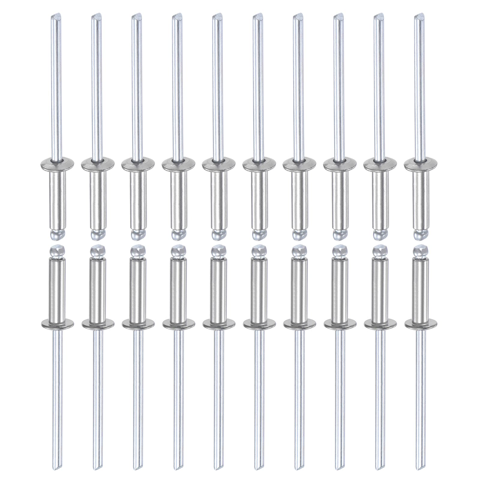 DTGN 3.2mm x 12mm (DXL) Blind Rivets - 100Pack - Good for Machinery Joining - 304 Stainless Steel Dome Open End Rivet