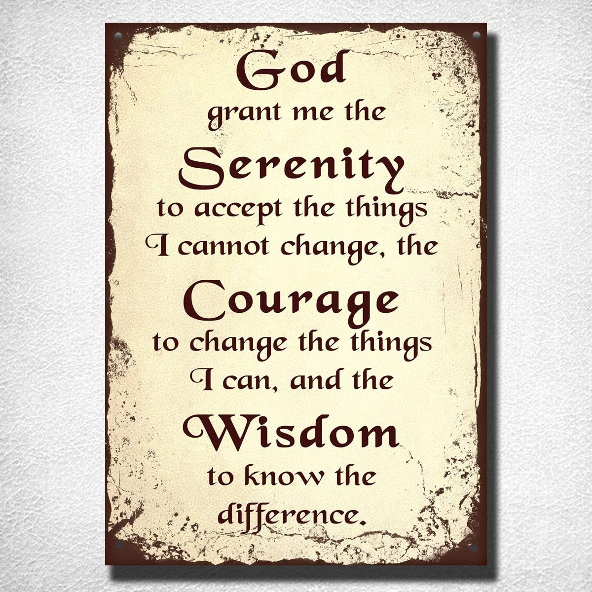 Vintage Retro Style Serenity Prayer Motivational Metal Vintage Tin Sign Bar Pub Home Metal Poster Wall Art Decor TIN SIGN 7.8X11.8 INCH