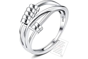 OOOPEL Sterling Silver Anxiety Ring For Daughter With Inspirational Card,S925 Adjustable Fidget Rings For Anxiety Women Cubic Zirconia Spinner Ring For Stress Relief With Jewelry Box Bague Anxiete Femme