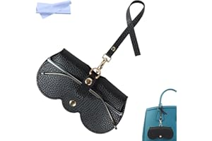 Chfory Soft Leather Sunglasses Bag, Portable Leather Glasses Case Holder Sunglasses Pouch, glasses Organizer Bag with Strap