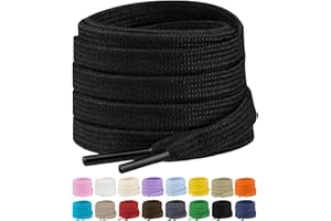 Stepace 2 Pairs Flat Shoe Laces for Sneakers 5/16" Premium Poly Cotton Shoelaces for Athletic Shoes