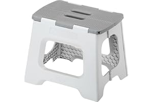 Vigar Compact Step Stool Foldable, 10-1/2-inch Step Stools for Adults up to 330 Pound, Lightweight Stool, Non-Slip Folding Step Stool, Gray