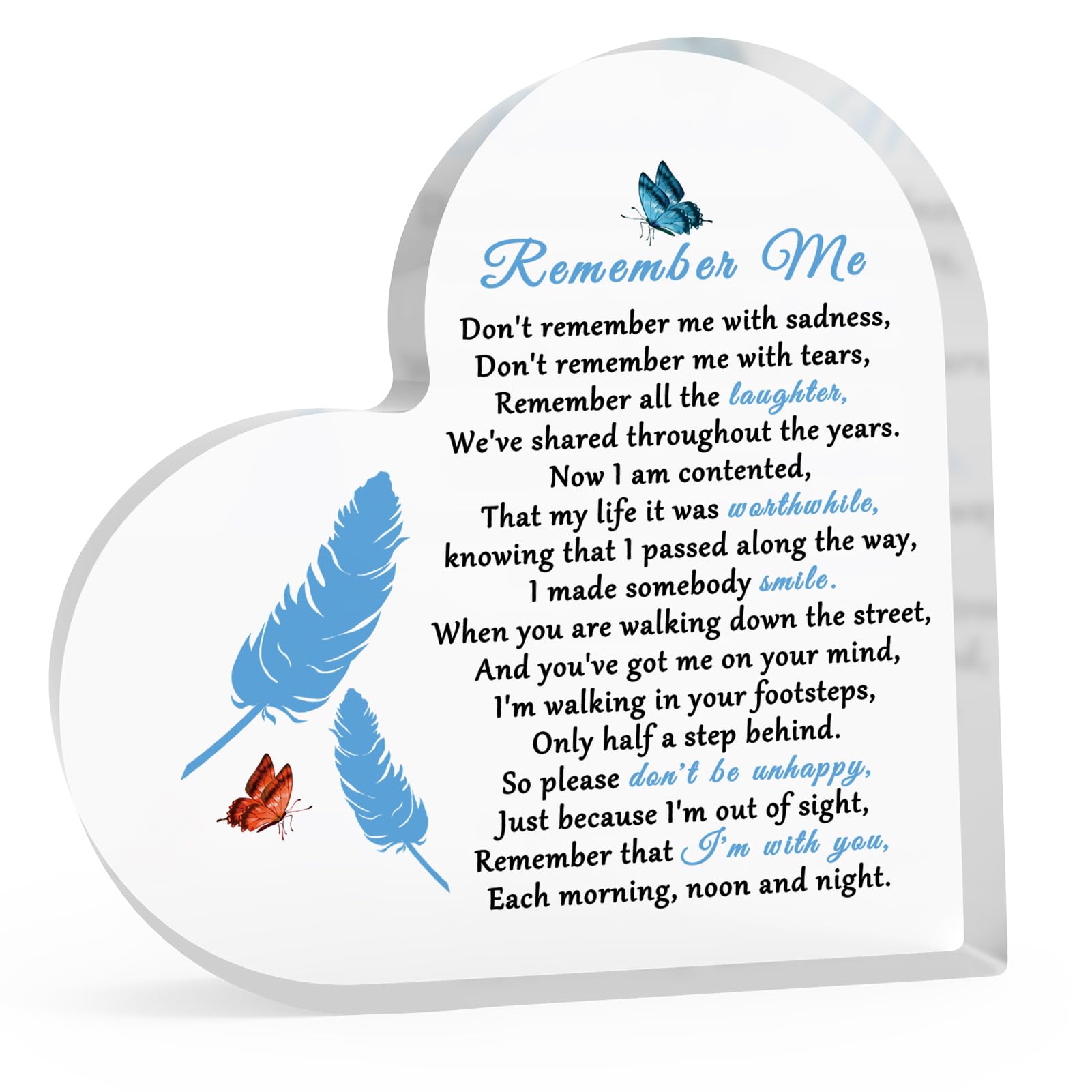Sympathy Gift for Loss of Loved In Memory of Mom Dad Acrylic Heart-Shaped Keepsake Memorial Gift for Loss of Grandpa Acrylic Heart Plaque Loss of Daughter Son Memorial Funeral Remembrance Presents