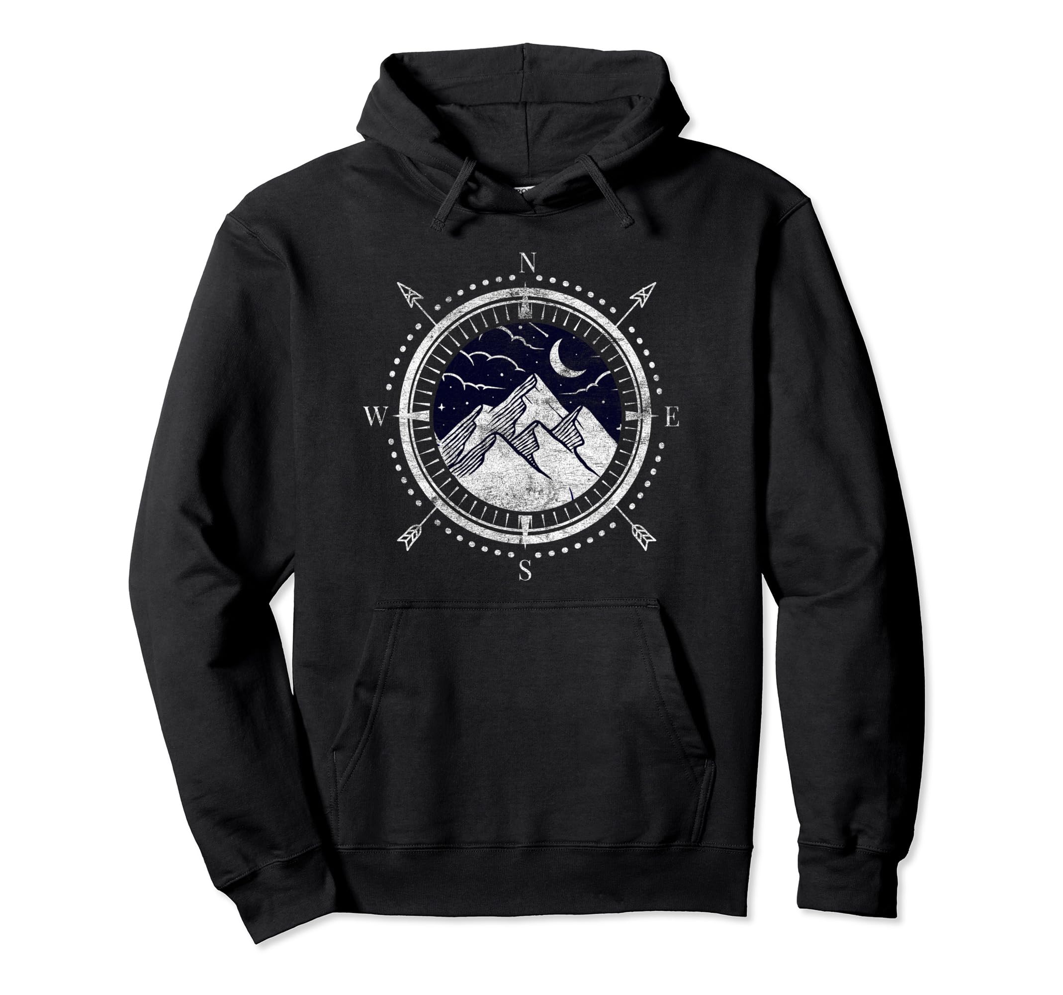 Landscape Lattitude Mountain Outdoors Compass Hiking Camping Pullover Hoodie
