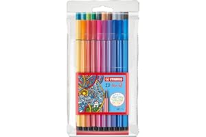 STABILO Premium Fiber-Tip Pen Pen 68 - Pack of 20 - Assorted Colors - Coloring Felt Tip Marker, Fine Point, 1mm Medium Tip, Watercolor Effects