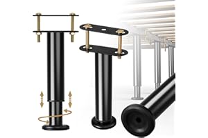 LAOWU Adjustable Bed Frame Center Support Legs, Heavy Duty Cold Rolled Steel Bed Slat Support Legs with Wider Base, Bed Frame Leg Replacement, Furniture Support Reinforcement Kit (Height 5in to 7.8in) 2PCS