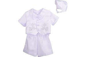 Lito Angels Baby Boys Christening Outfit & Bonnet Baptism Wedding Suit 4pcs Set